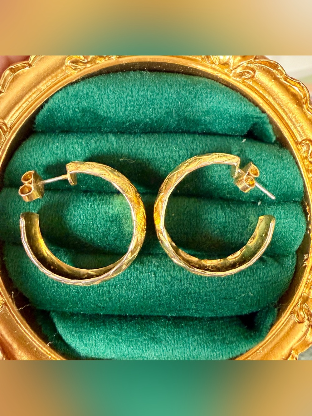 Avon Gold Textured Hoop Earrings